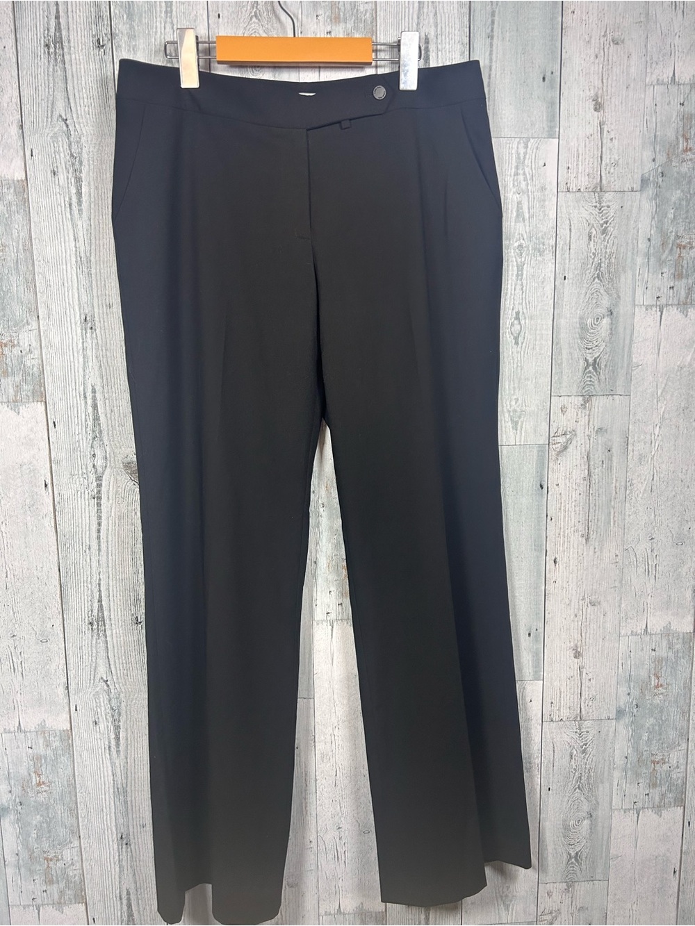 Calvin Klein Size 10 Black Wide Leg Trousers Tailored Quiet Luxury Office